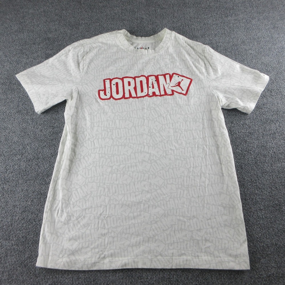Jordan Shirt Mens Medium‎ White All Over Print Graphic Tee Jumpman Basketball